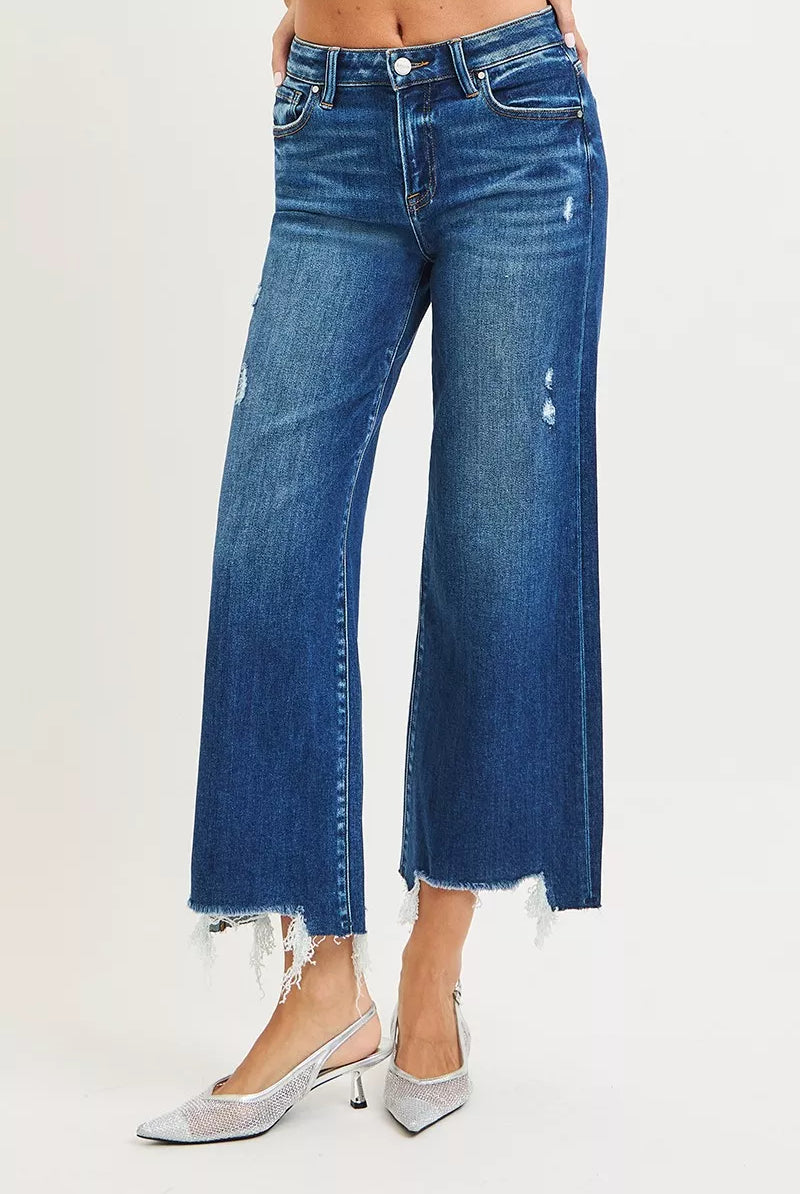 High Rise Crop Wide Leg Jeans