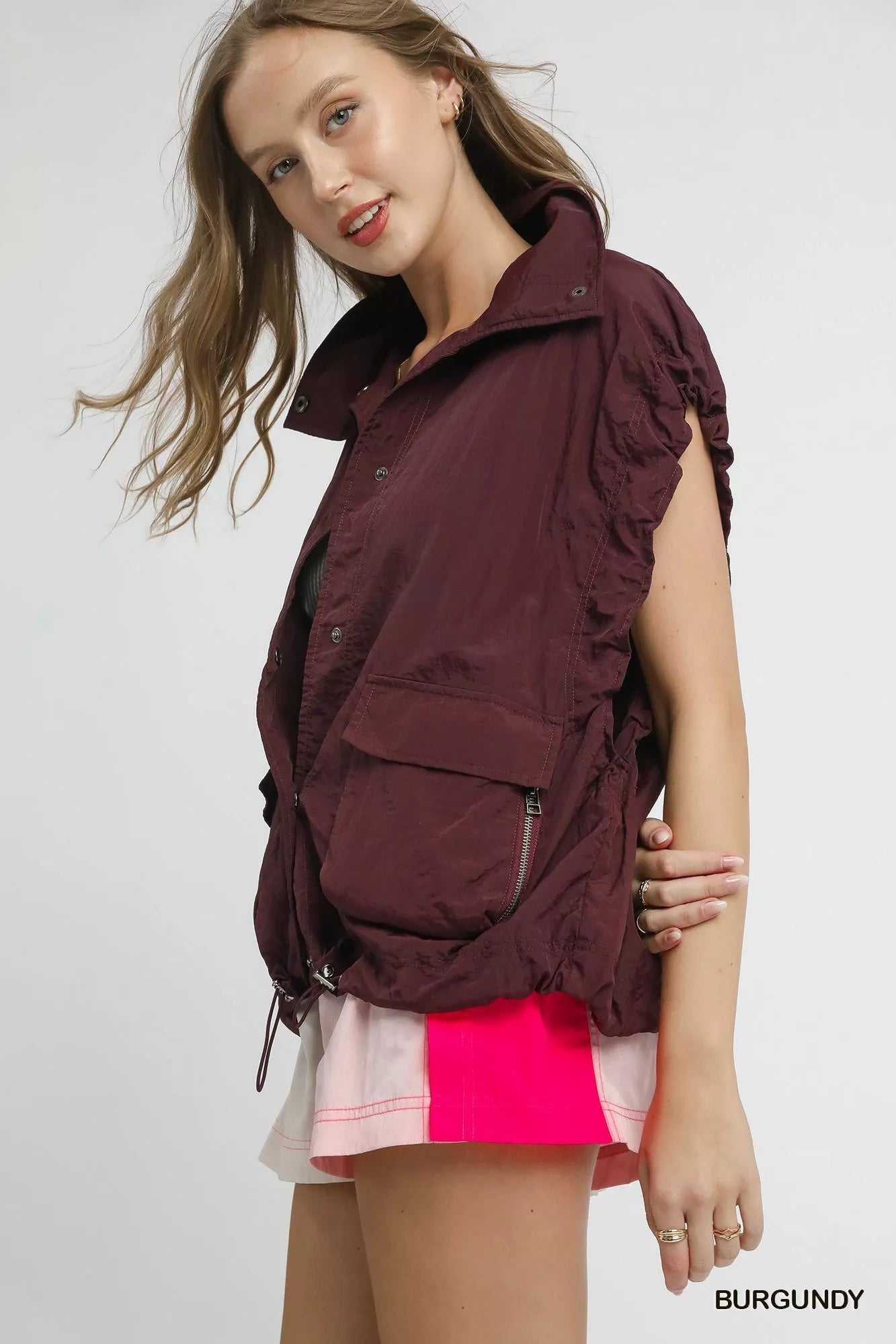 Drawstring Hem Nylon Vest