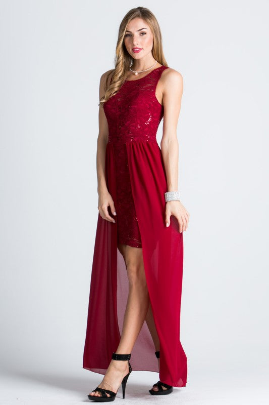 High Low Overlay Lace Dress