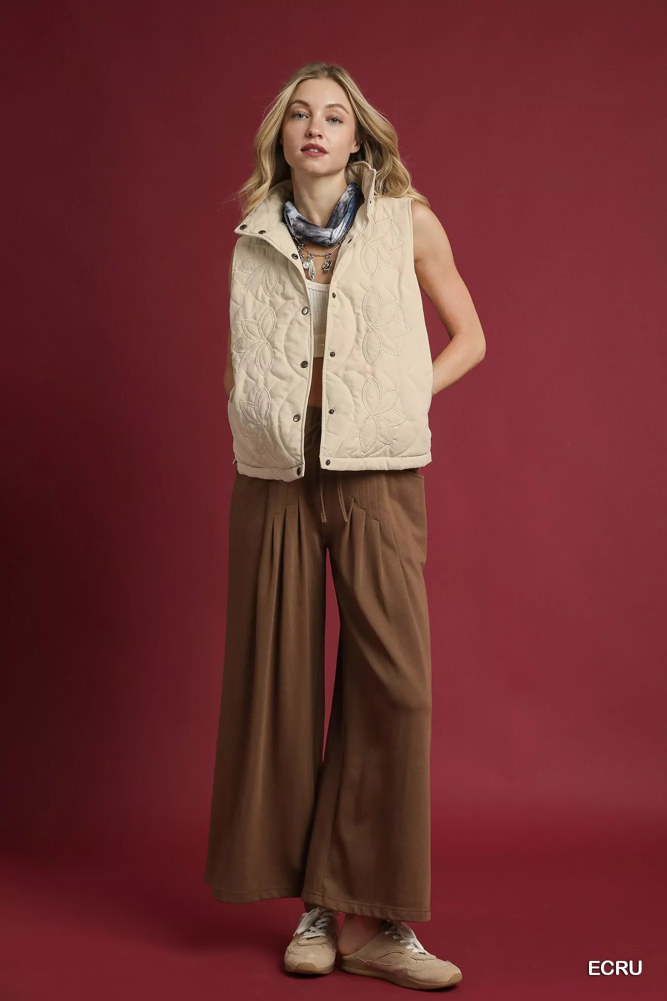 Quilted Embroidered Vest