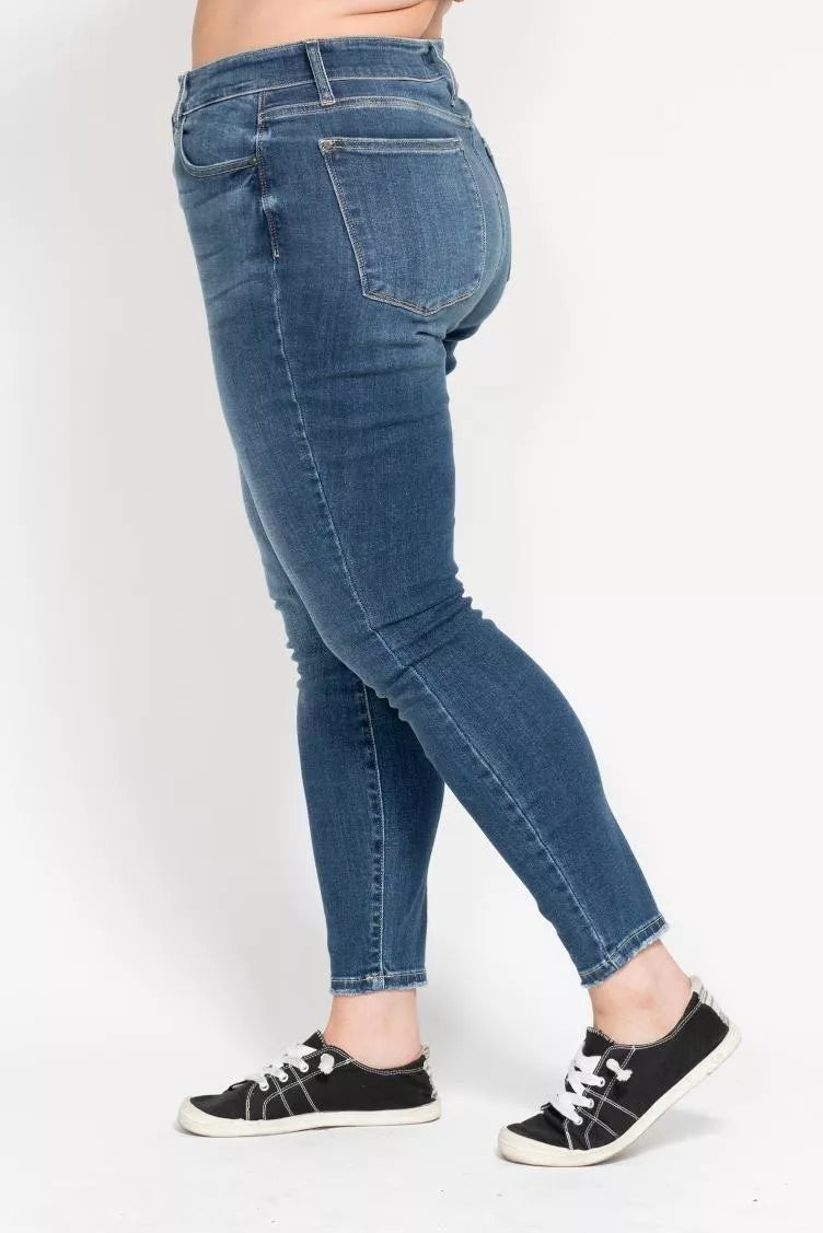 High Rise Button Fly Skinny Jeans