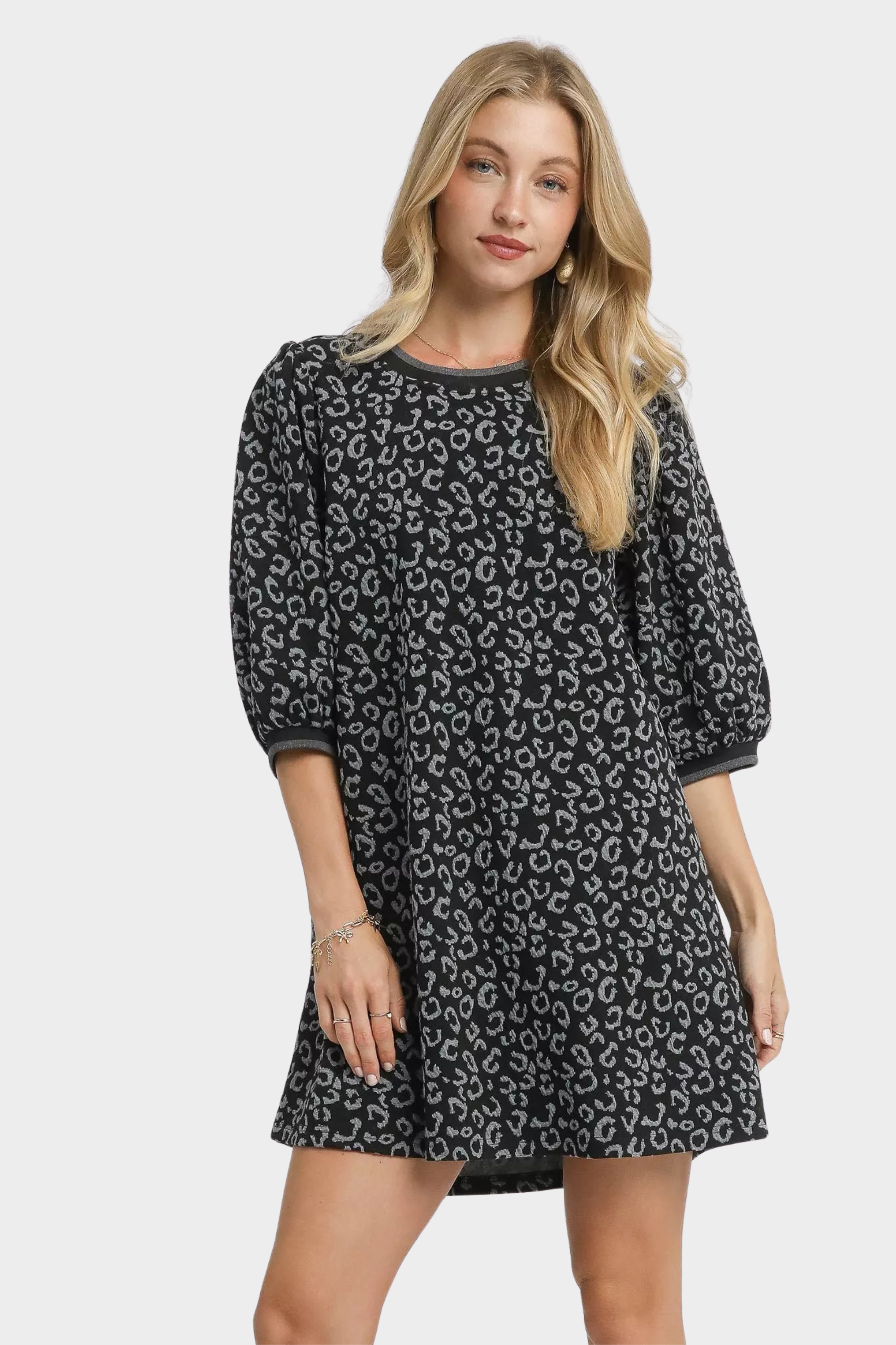 Leopard Print Jacquard Mini Dress