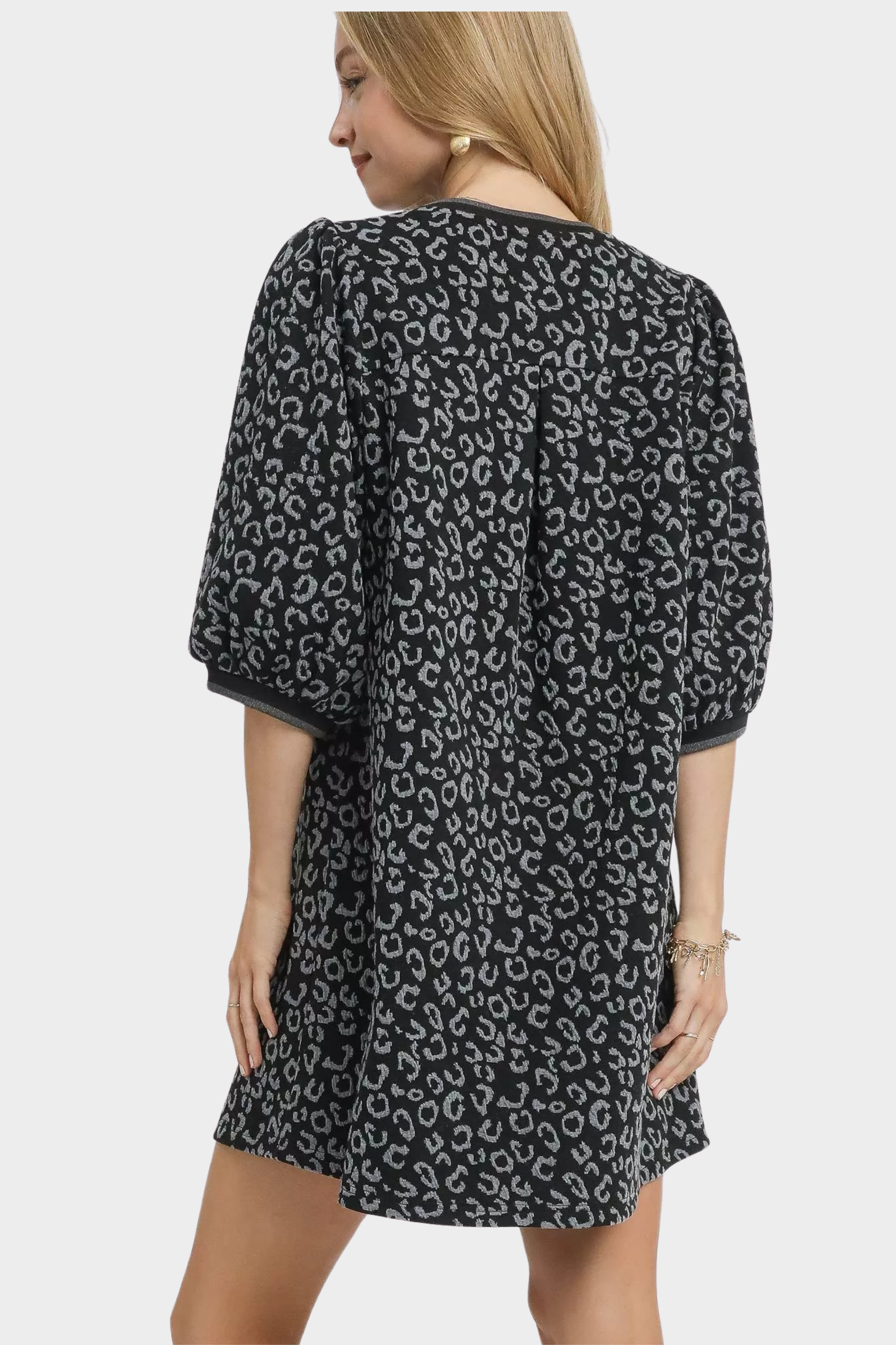 Leopard Print Jacquard Mini Dress