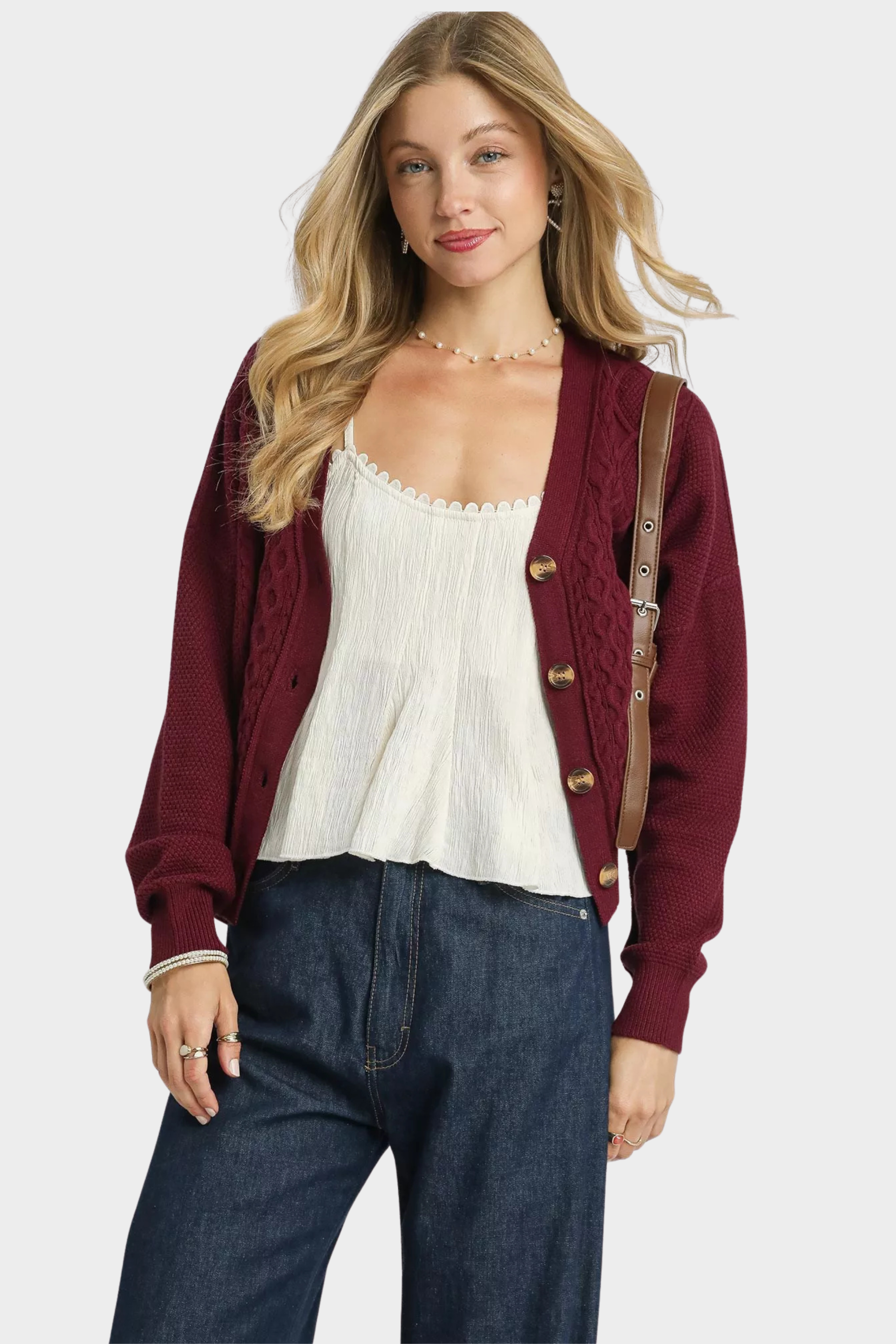 Chunky Cable Knit Button-Up Cardigan