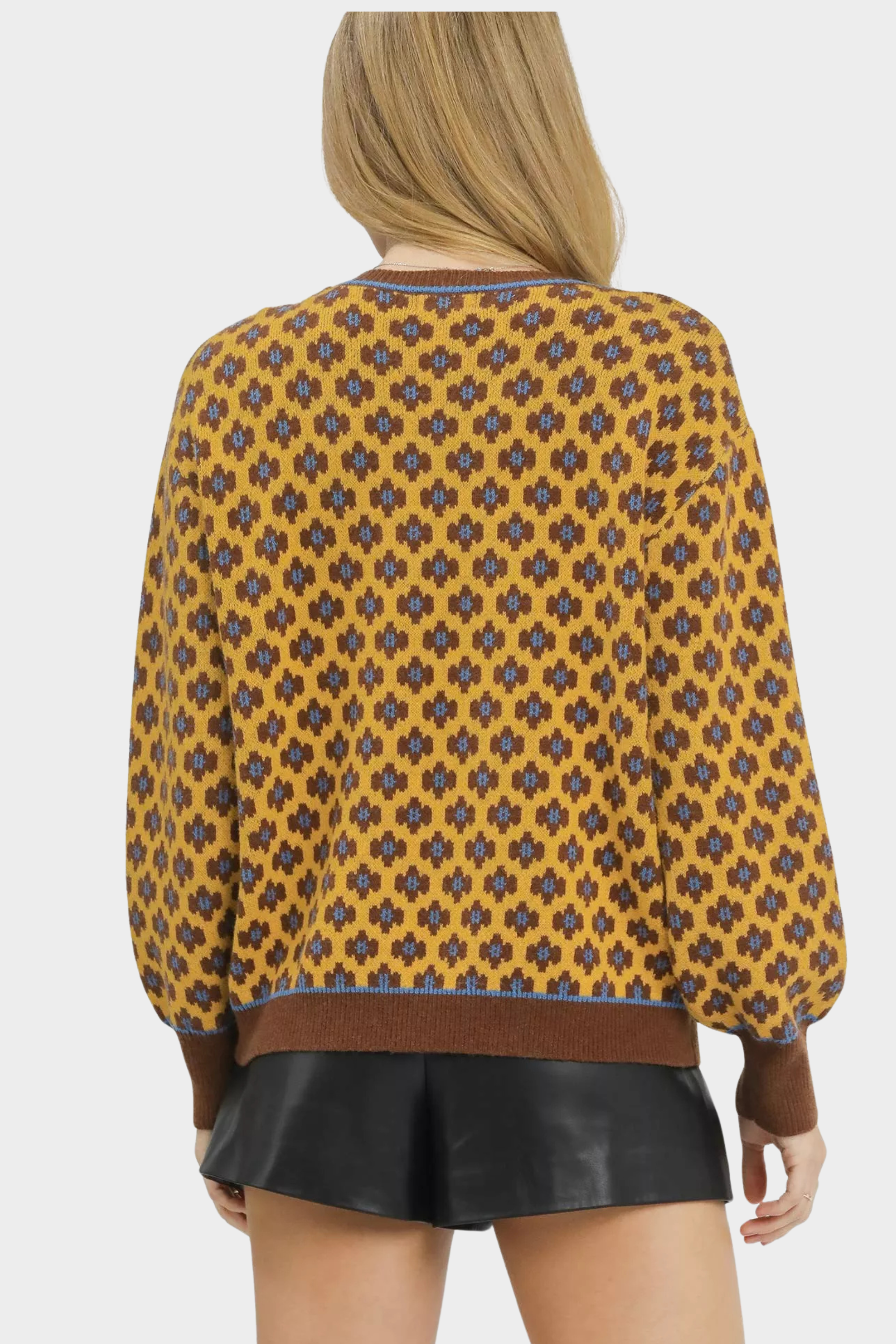 Abstract Print Crew Neck Sweater