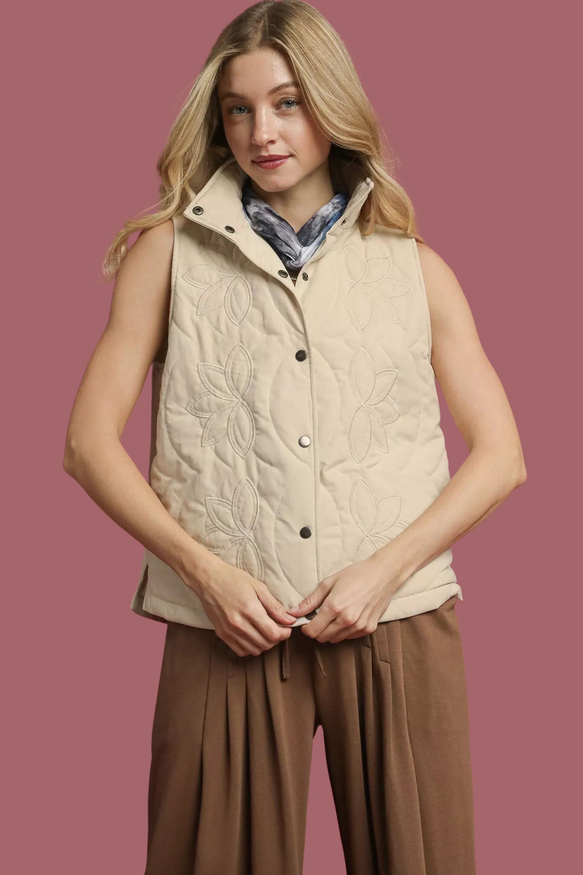 Quilted Embroidered Vest