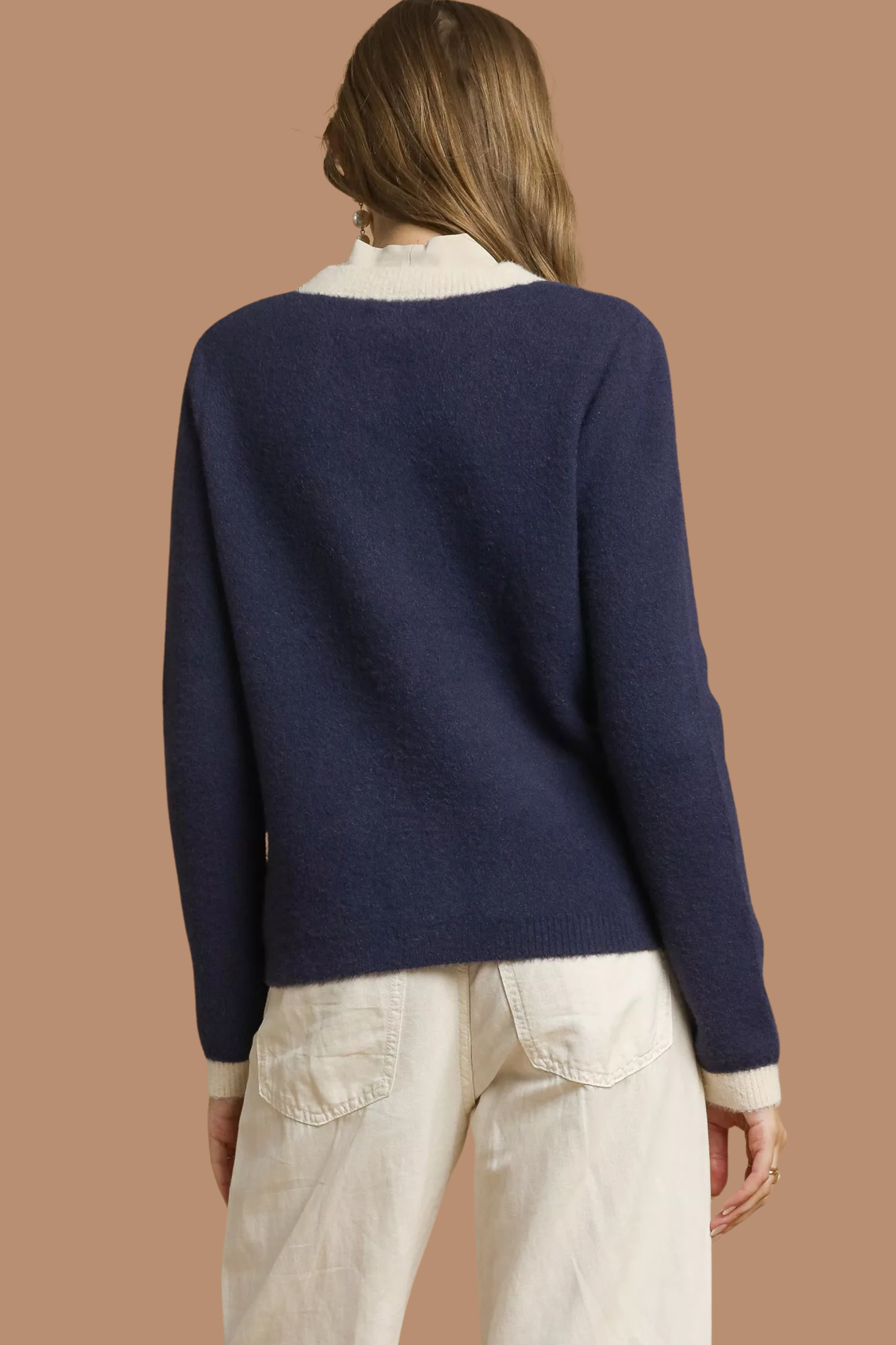 Two-Tone Button Front Cardigan