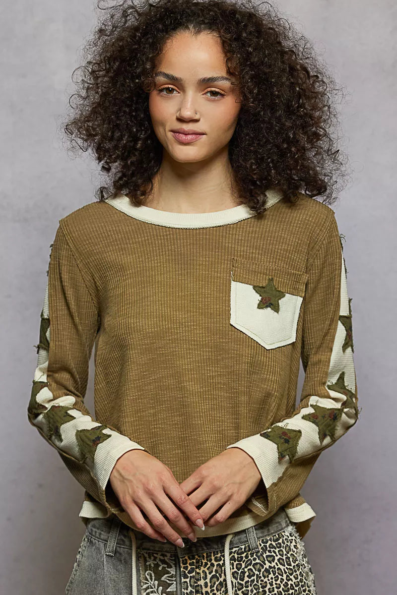 Round Neck T-Shirt with Star Patch