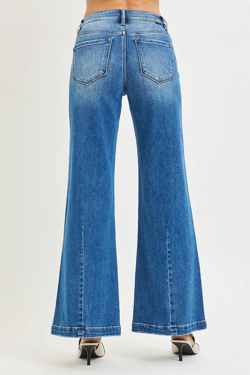 Mid Rise Wide Leg Jeans