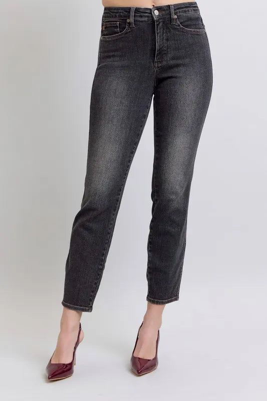 Mid Rise Tummy Control Slim Jeans