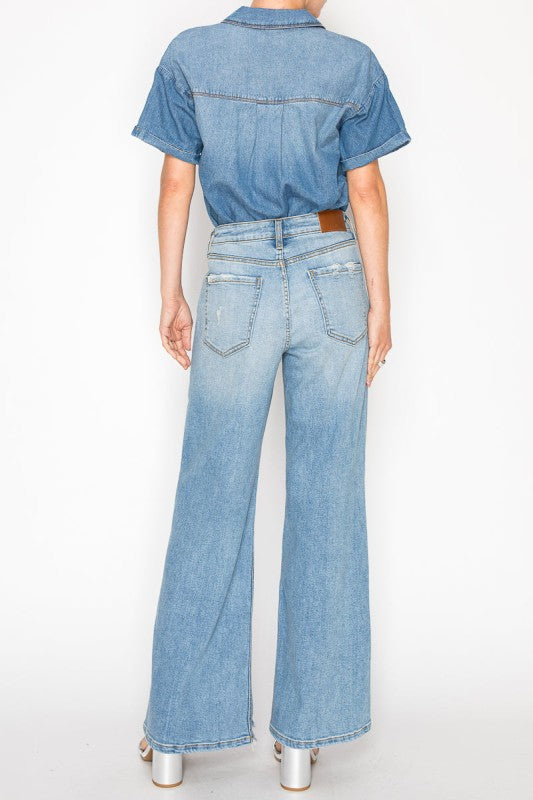 High Rise Relaxed Flare Hybrid Jeans