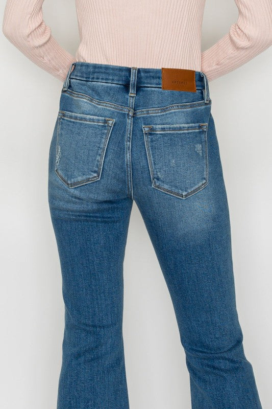 ECO FRIENDLY CORSET CROP FLARE JEANS