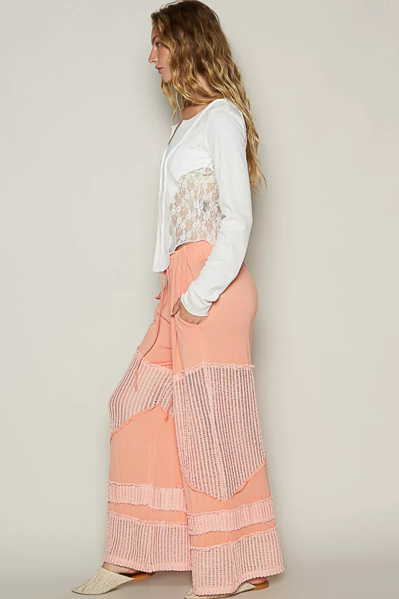 Drawstring Elastic Waistband Wide-Leg Pants