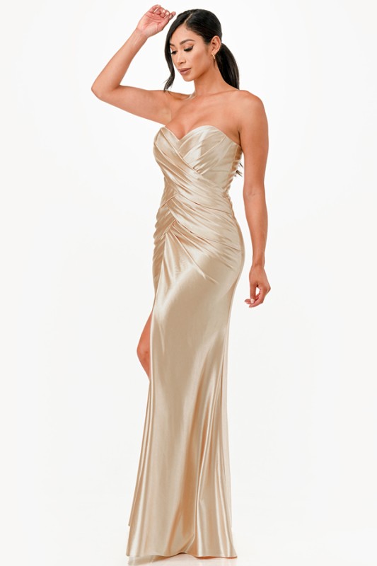 Strapless Ruched Full-Length Gown