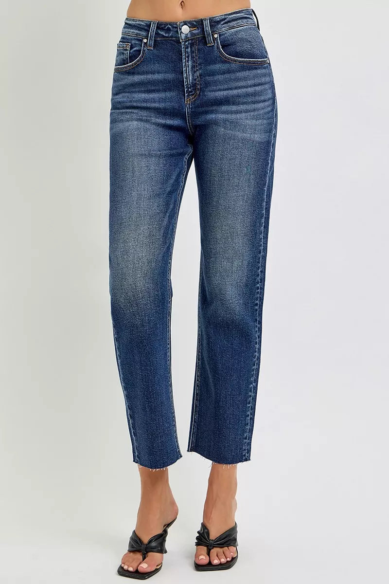 High Rise Slim Barrel Jeans