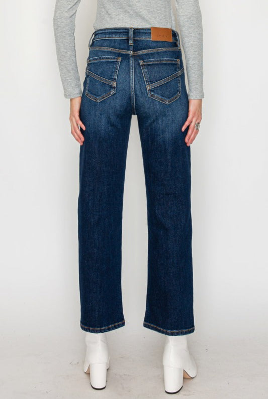 High Rise Ankle Straight Jeans
