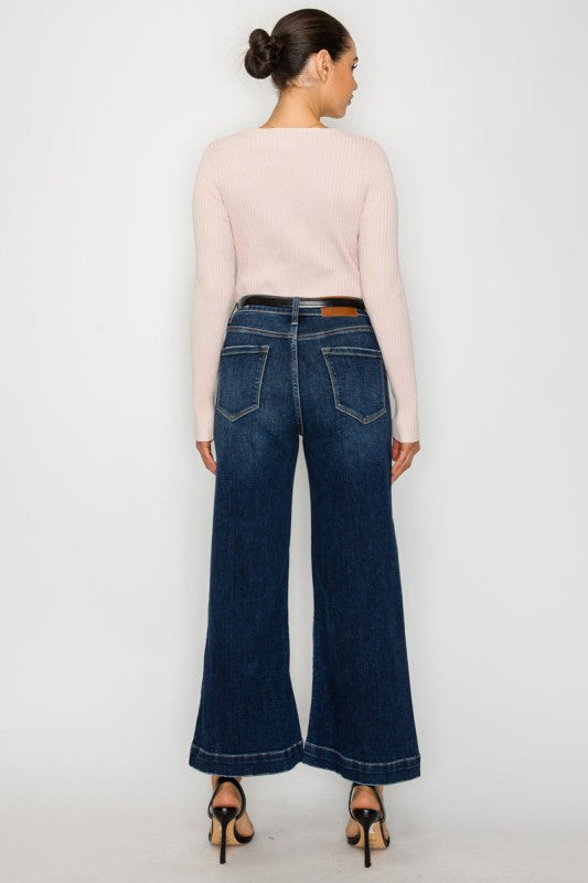 High Rise Cropped Palazzo Jeans