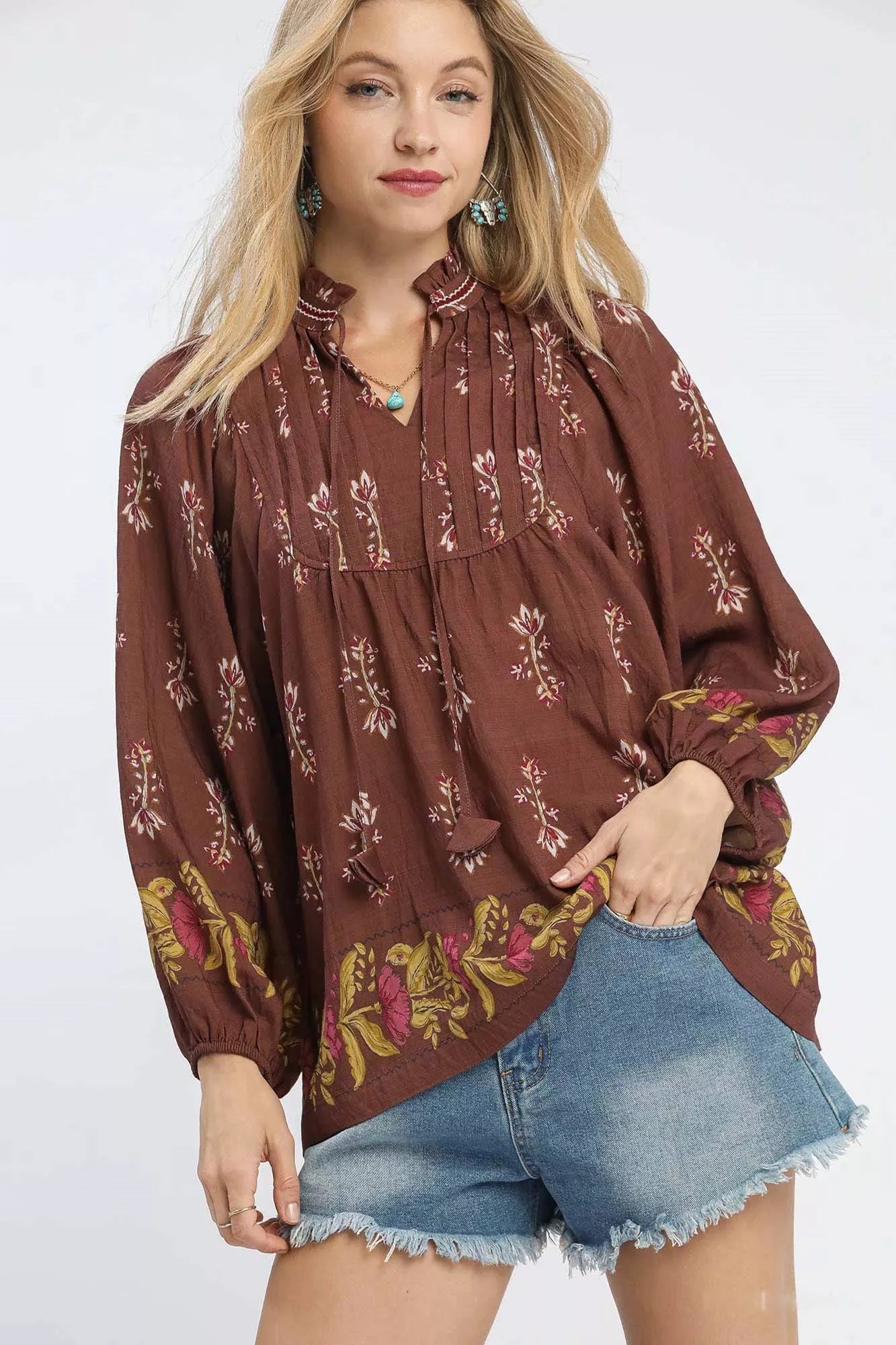 Floral Boho Peasant Blouse