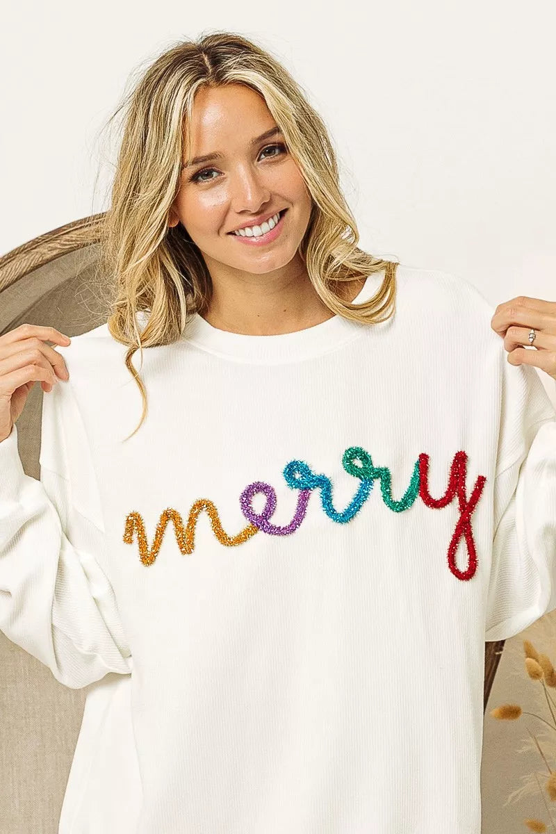 Merry Tinsel Lettering Sweatshirt