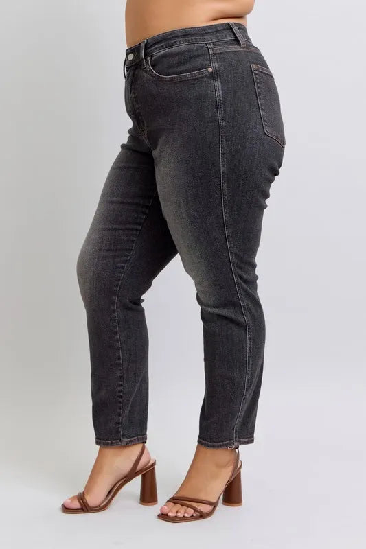 Mid Rise Tummy Control Slim Jeans