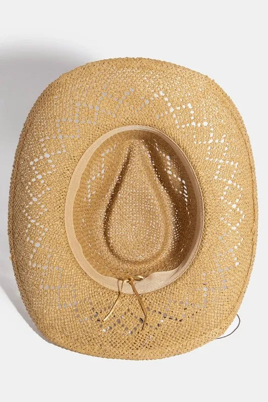 Beads Strap Western Straw Hat