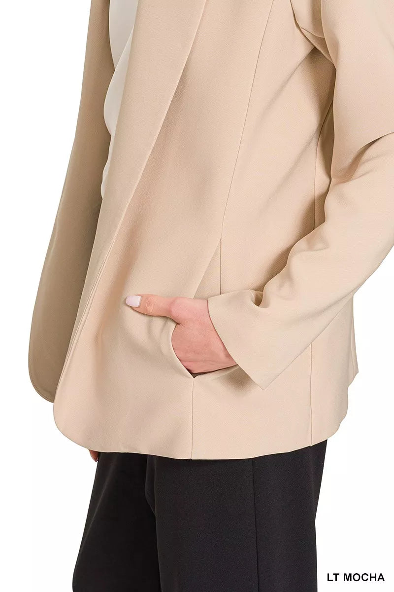 Woven Long Sleeve Blazer With Lining