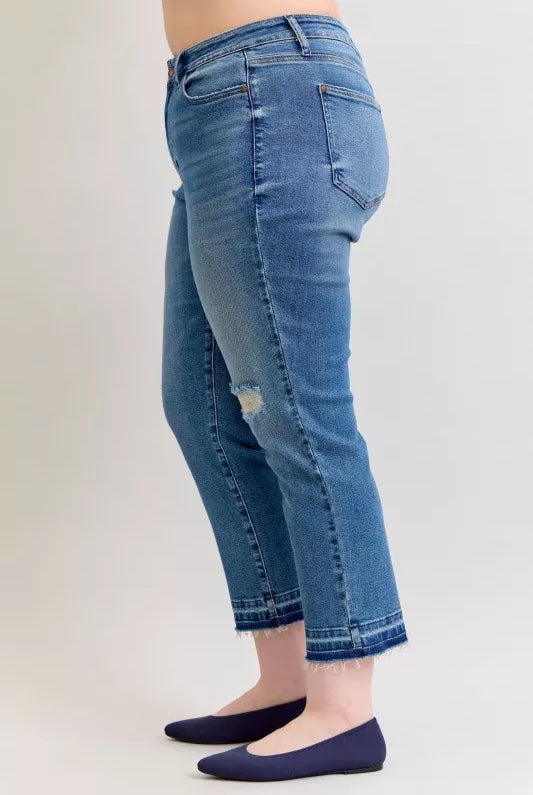 Mid Rise Boyfriend Destroy Release Hem Jeans
