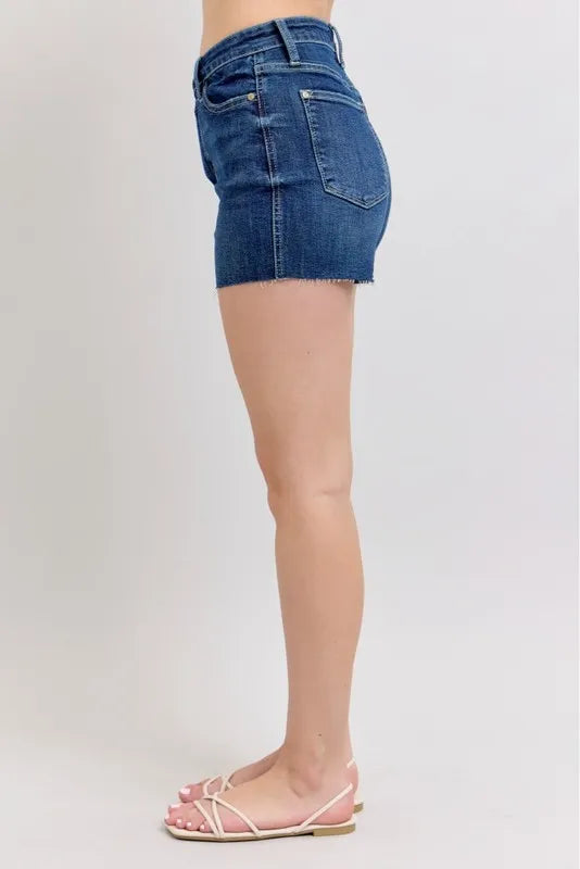 High Waist Criss-Cross Waistband Denim Shorts