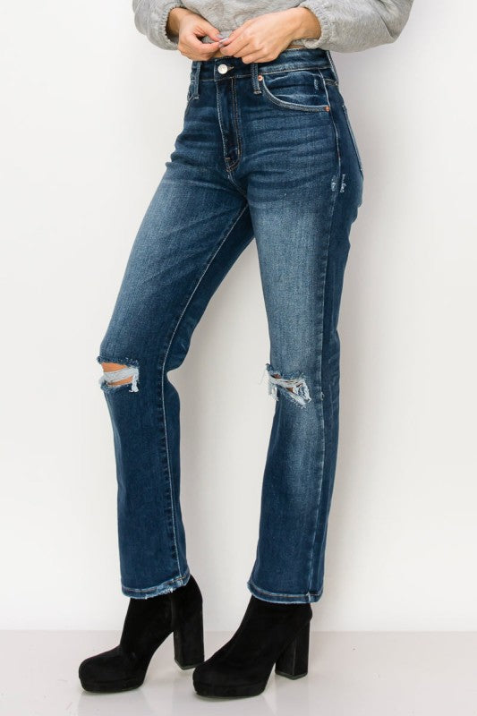High Rise Stretch Straight Jeans