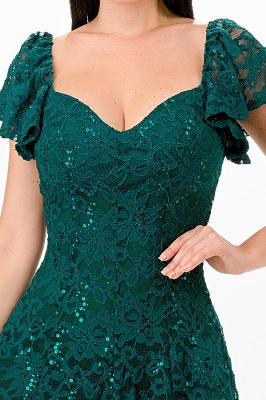 Butterfly Sleeve Lace Maxi Dress