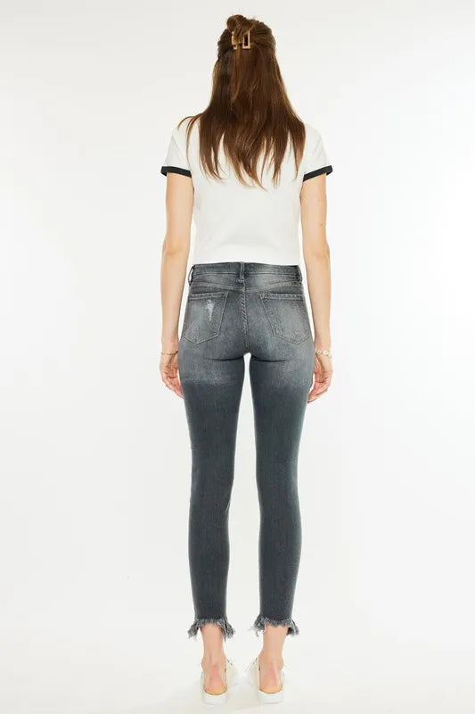 High Rise Distressed Ankle Skinny Jeans