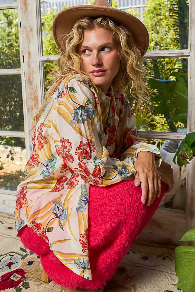 Floral Print Button Down hirt