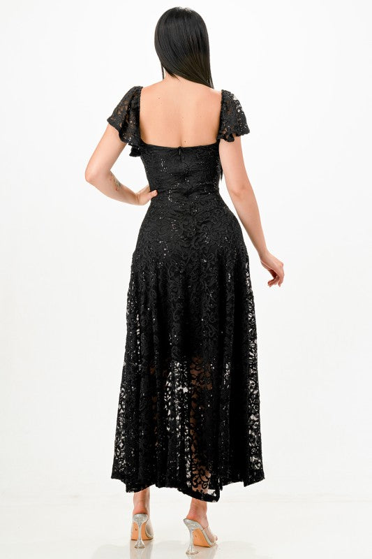 Butterfly Sleeve Lace Maxi Dress