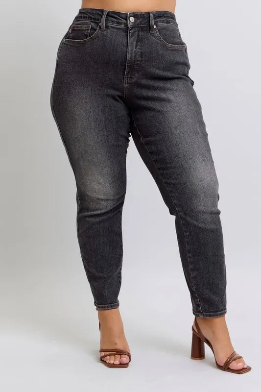 Mid Rise Tummy Control Slim Jeans