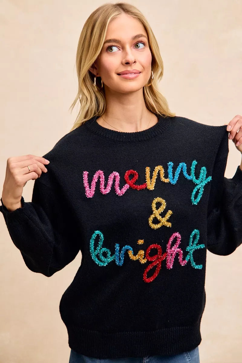 Tinsel Lettering Christmas Sweater