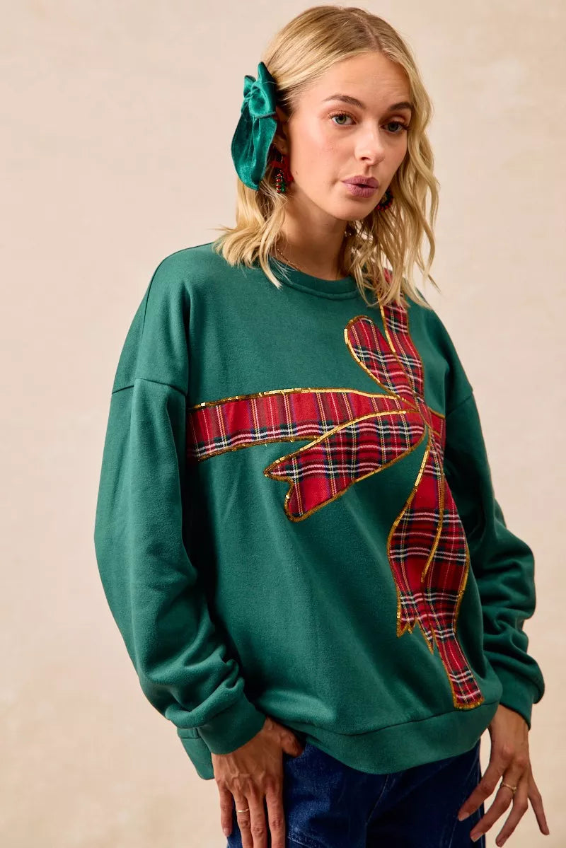 Plaid Christmas Fleece Pullover