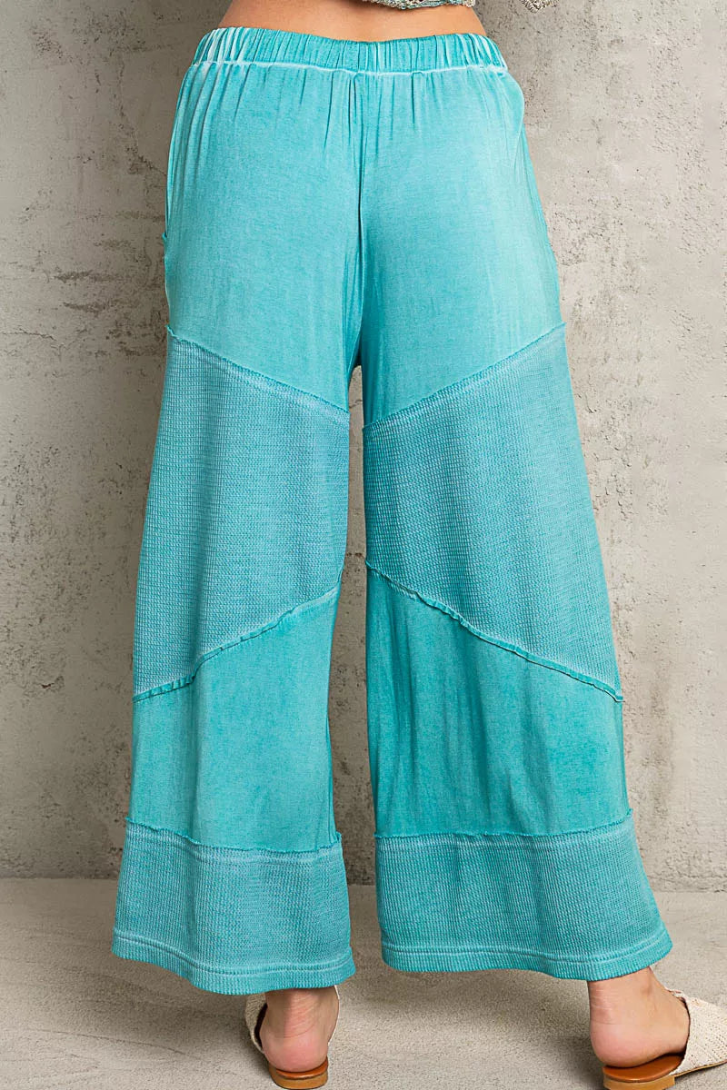 Elastic Waistband Wide Leg Pants with Drawstring
