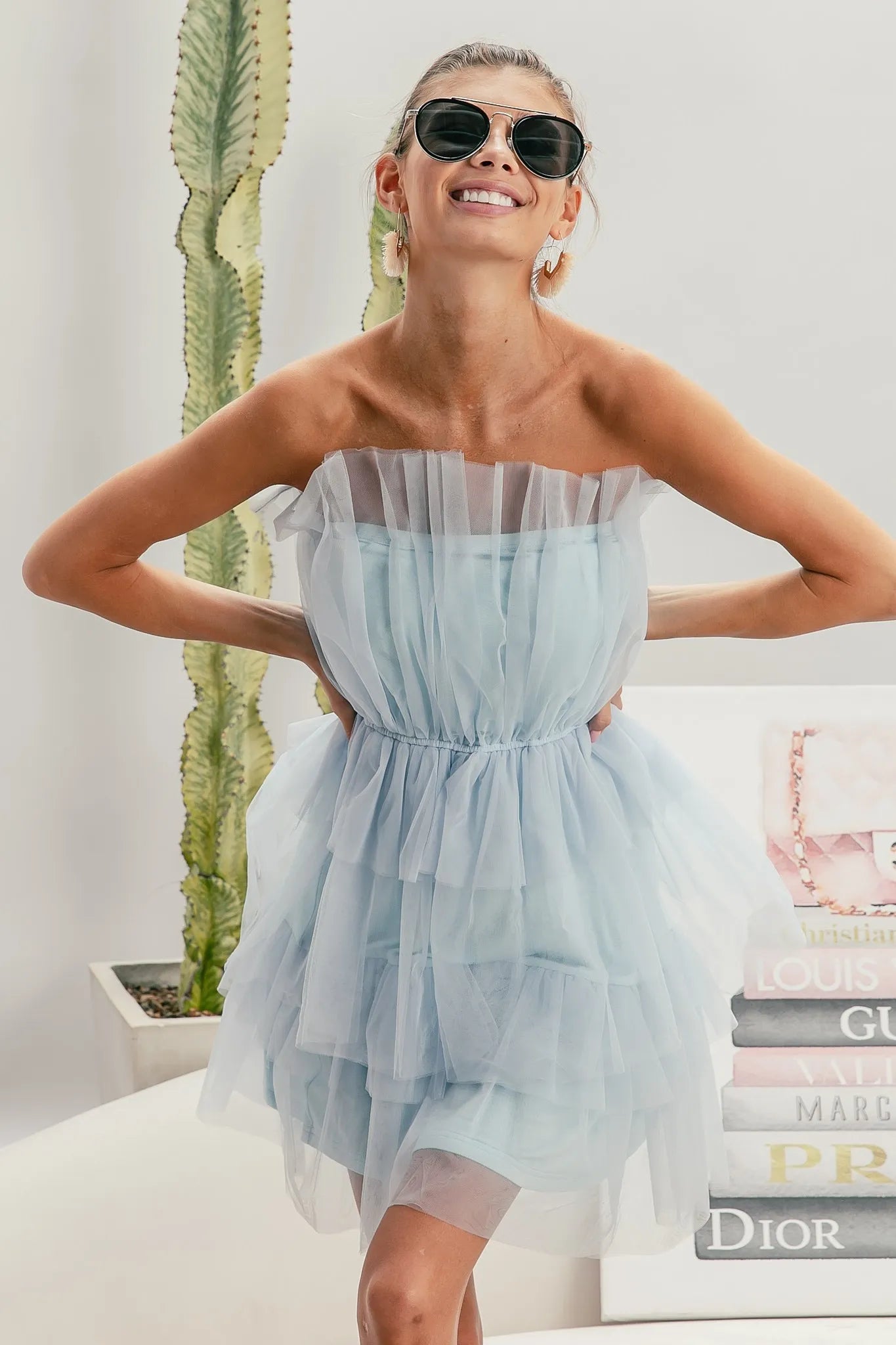 Sleeveless Layered Organza Dress