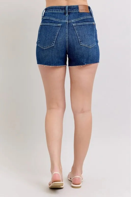 High Waist Criss-Cross Waistband Denim Shorts