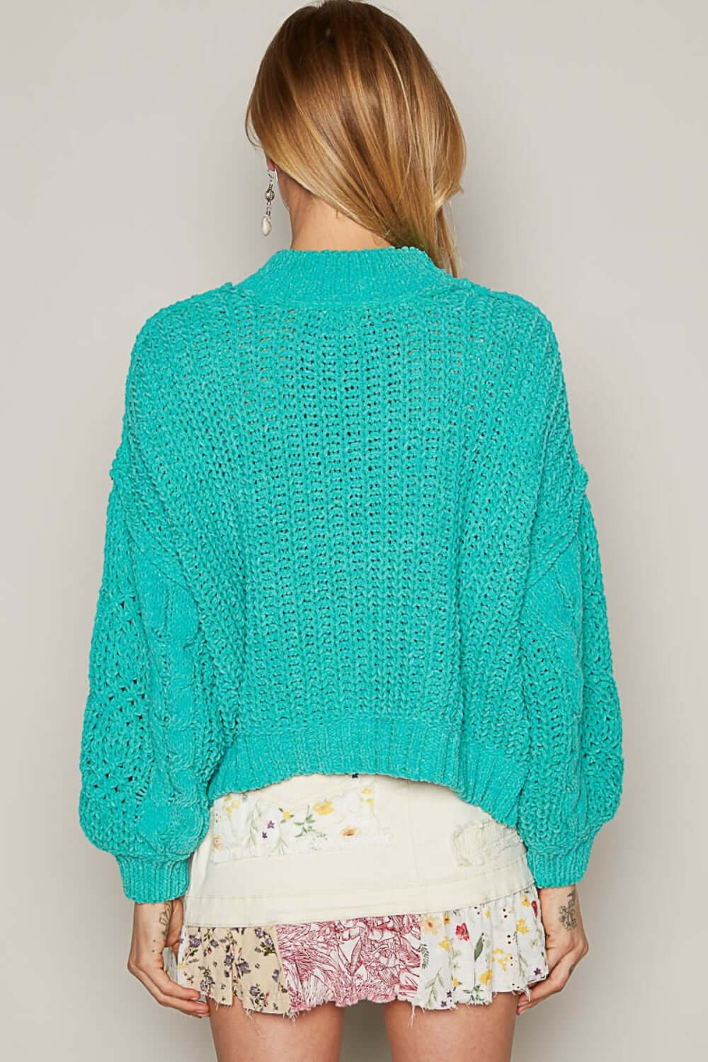 Mock Neck Cable Knit Sweater