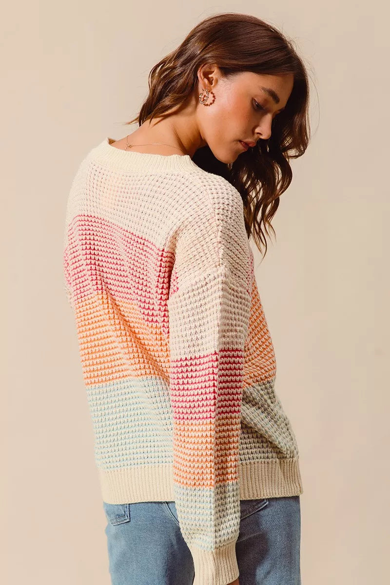 Color Block Long Sleeve Sweater