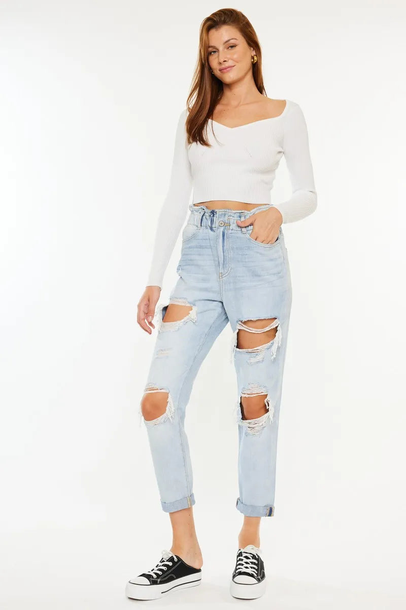 Paperbag High Rise Mom Jeans