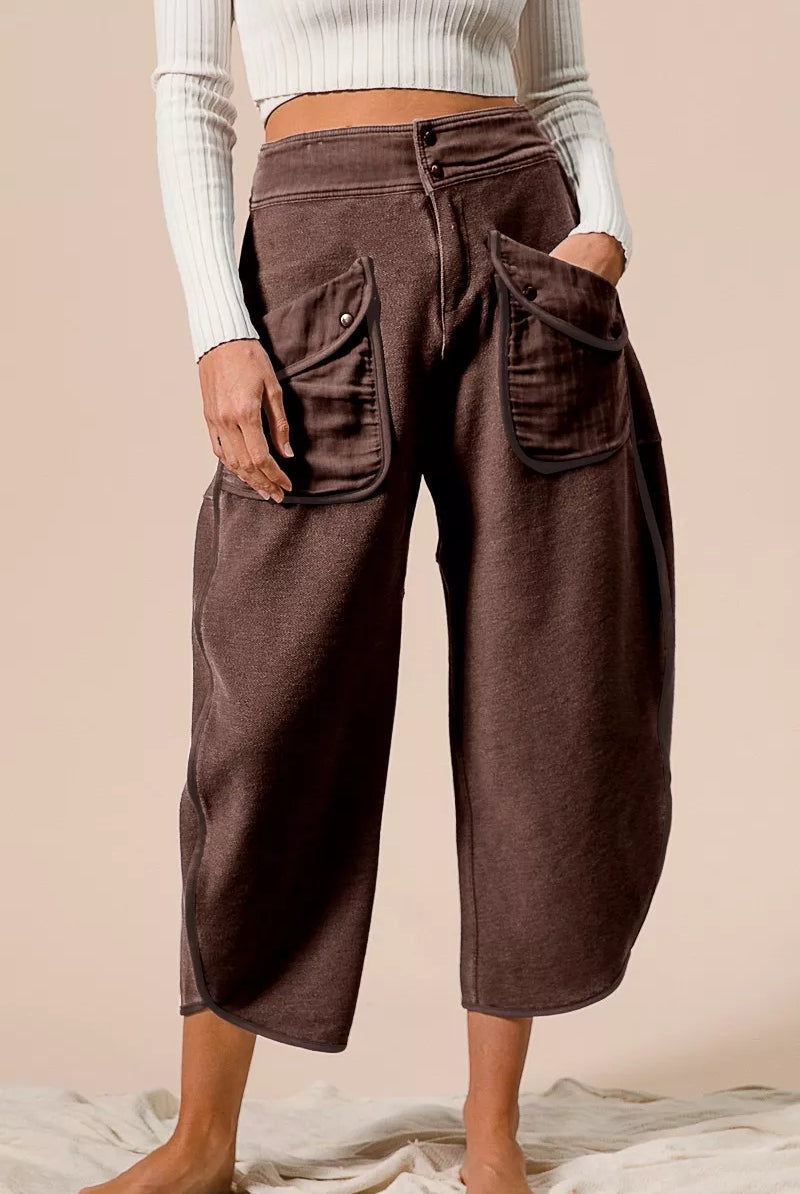 Washed Terry Pants with Pockets