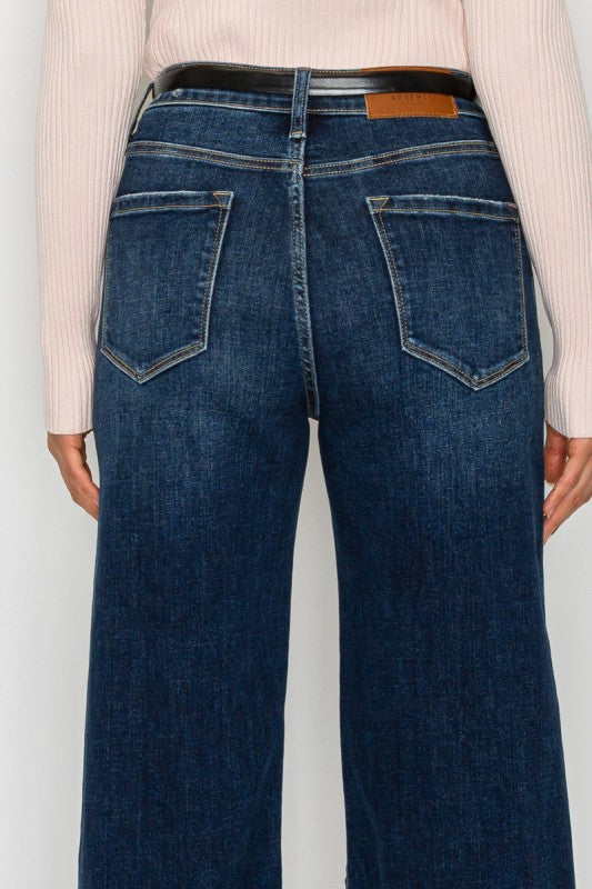 High Rise Cropped Palazzo Jeans