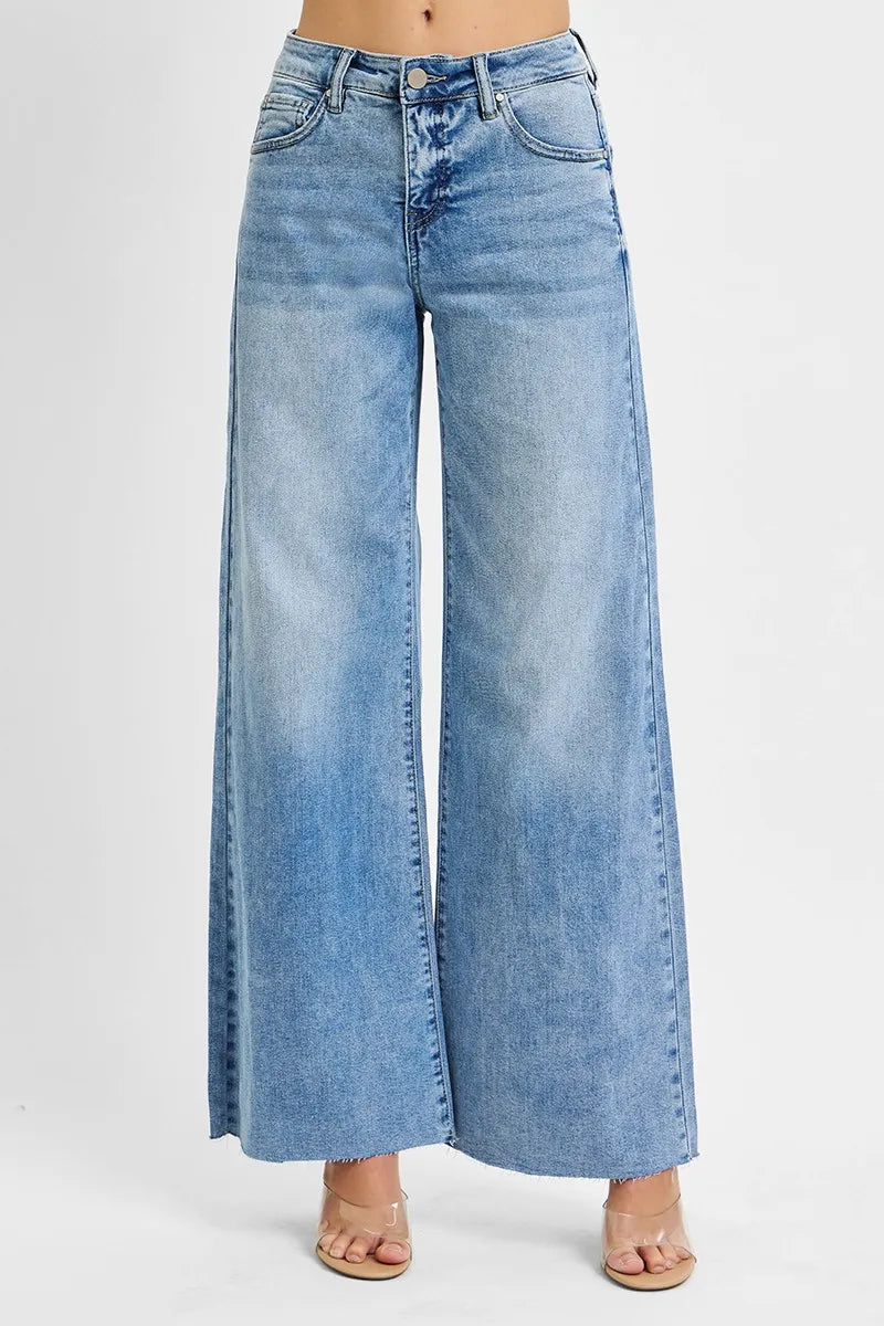 Tummy Control High Rise Wide Leg Palazzo Jeans