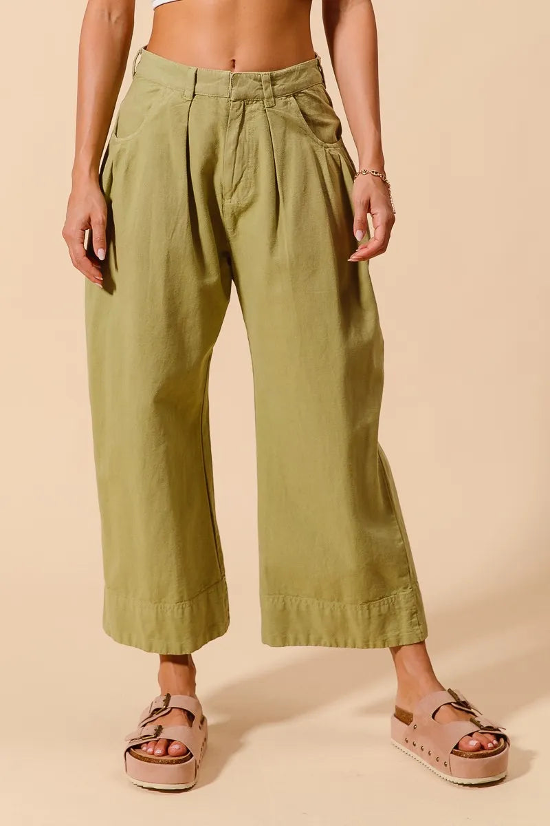 Mid Rise Wide Leg Chino Pants