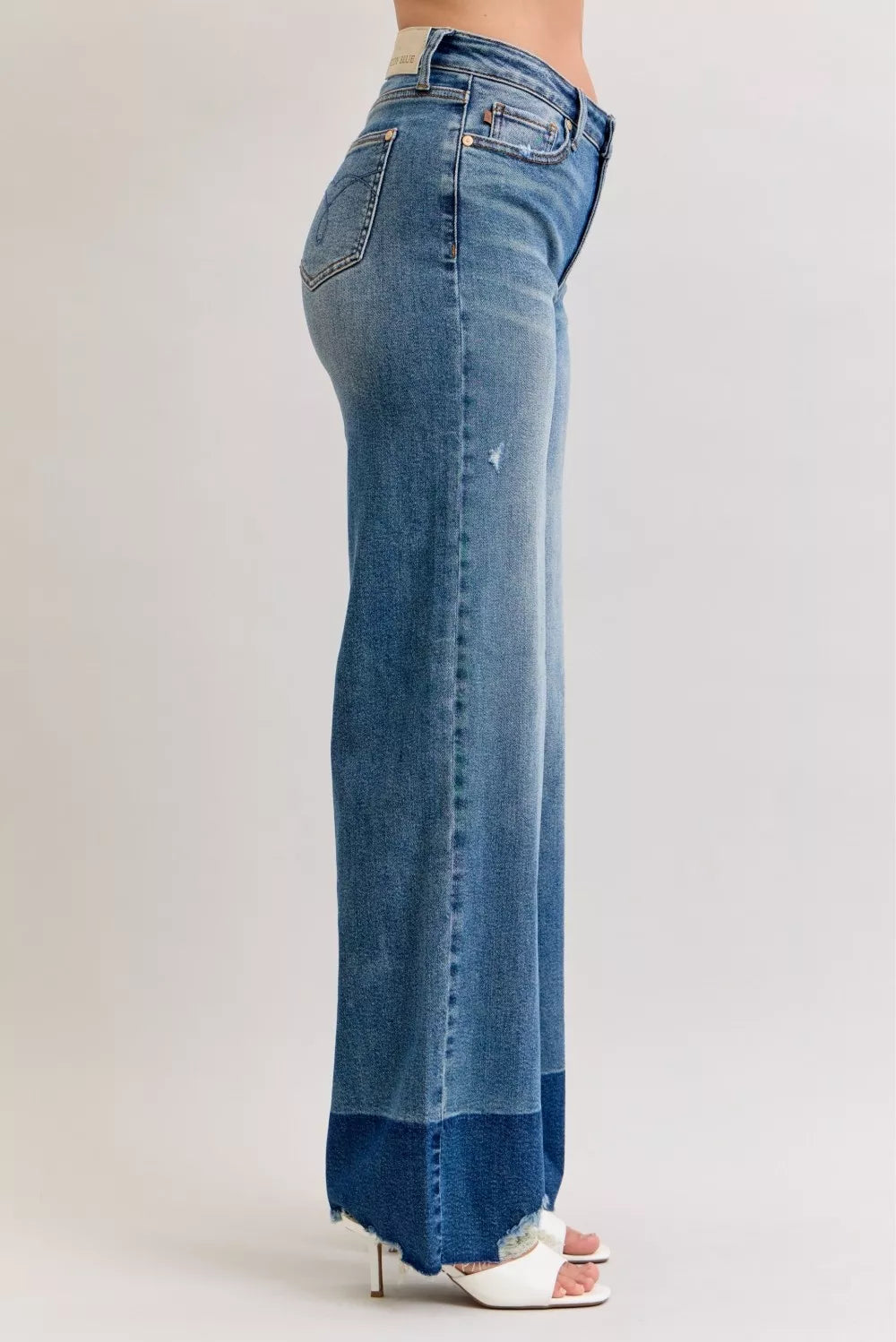Raw Hem High Waist Column Straight Jeans
