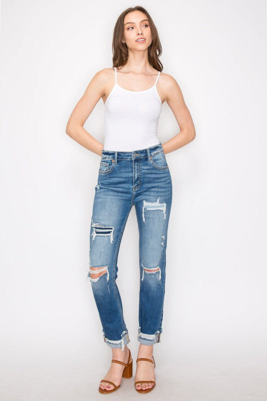 Tummy Control High Rise Straight Jeans