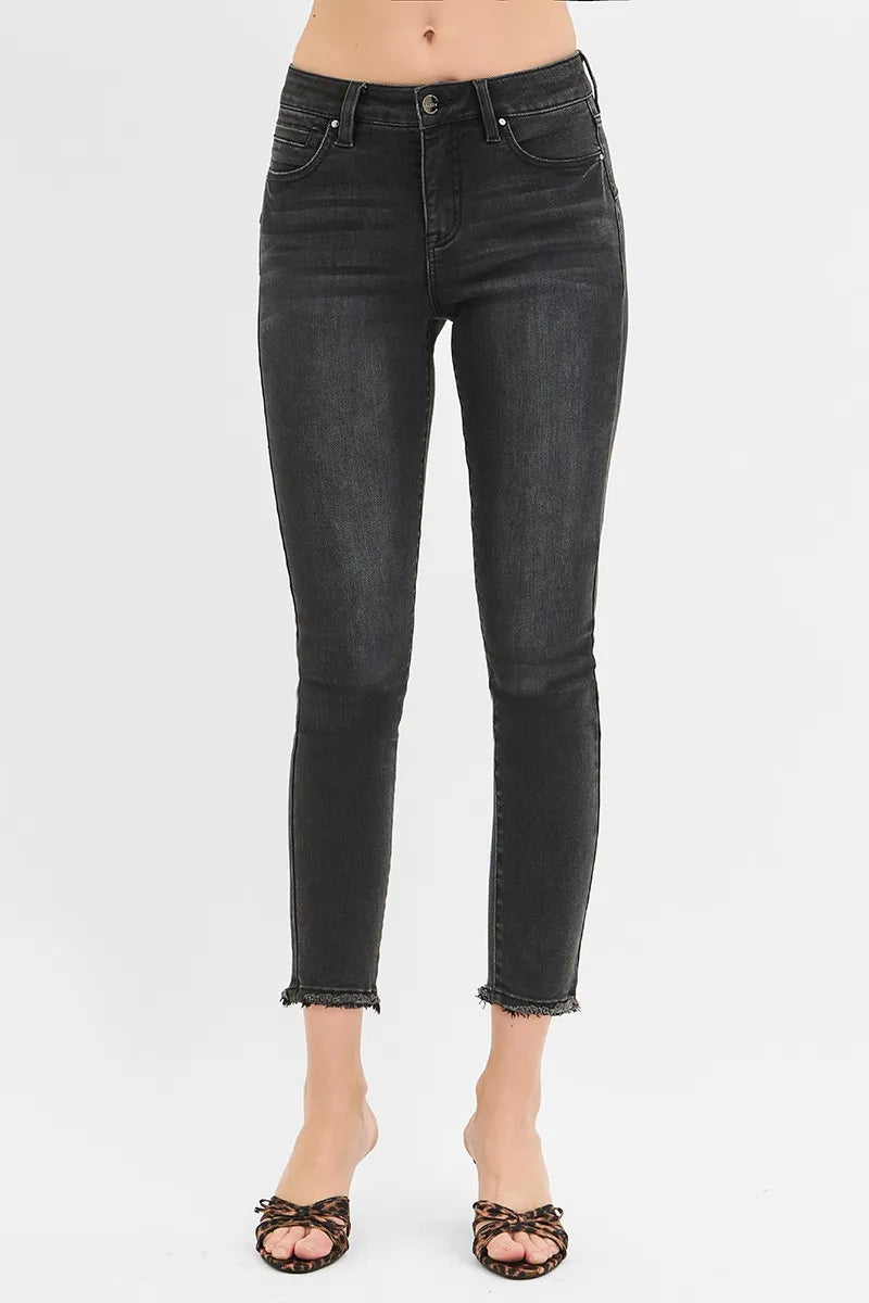 Tummy Control Mid Rise Crop Skinny Jeans
