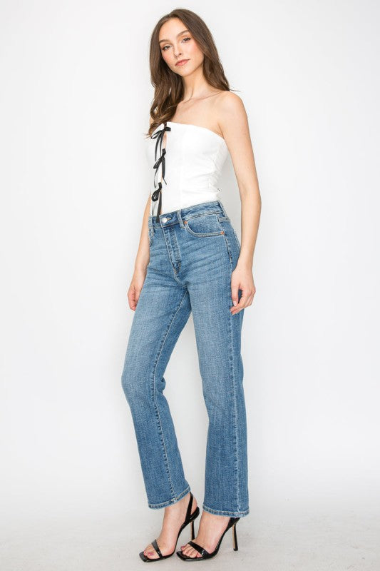 Tummy Control High Rise Slim Straight Jeans